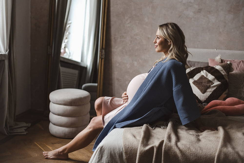 Szlafrok bawełniany wafel Milk&Love ciemny błękit