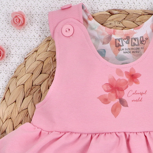 ABN-5427 Bunte Blumen Bio-Baumwollkleid Nini rosa