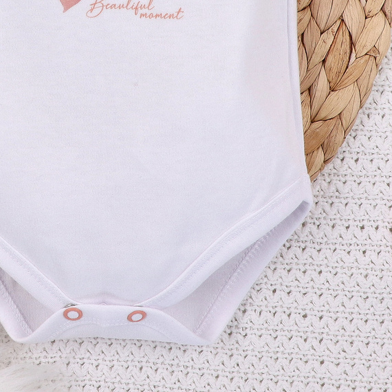 ABN-5418 Bunte Blumen Kurzarm-Body aus Bio-Baumwolle Nini weiß