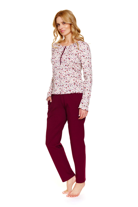 7307 Doctor Nap – Damen-Pyjama in Übergröße mit Reißverschluss | 95 % Baumwolle, polnische Produktion – Flores