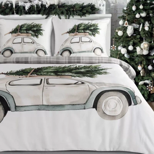 Weihnachtsbettwäsche Elsa Eurofirany beige 100% Baumwolle mit Reißverschluss