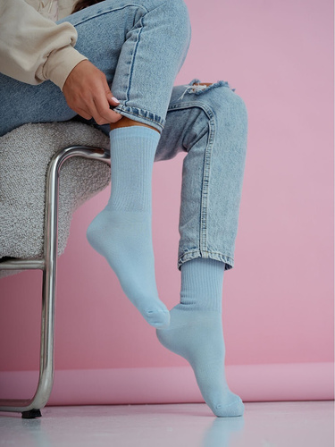 Damen Baumwollsocken Milena  1313-002– gerippt bequem für Alltag blue