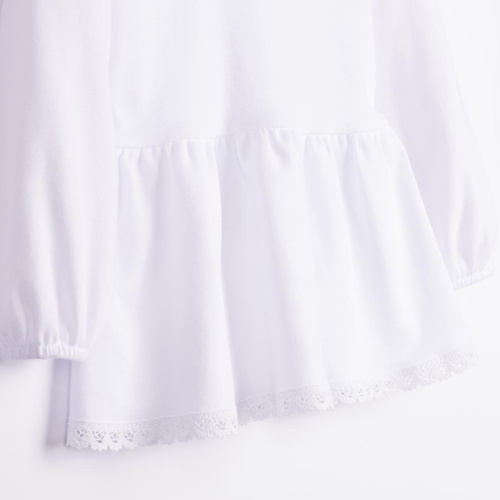 Mädchenbluse Nicol 163705 100% Baumwolle Weiß mit Volant und Spitze