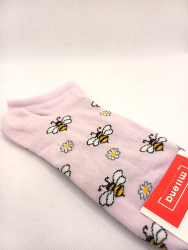 Damen Sneakersocken rosa 1146-096 Milena Baumwolle Bienen und Blumen