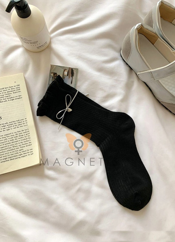 Damen Socken Magnetis CC-251103 Baumwolle Ripp Schleife bequem black