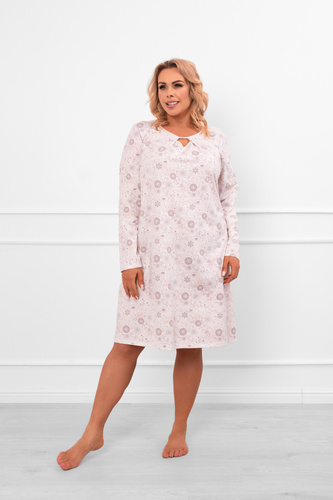 Damen Nachthemd Satui - Baumwolle, langarm, Blumenmuster Italienische Mode