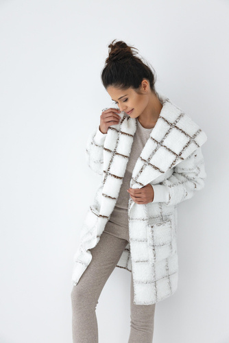 Sensis Delphine Cardigan – weiß-kariert