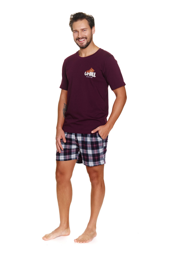 7201 „Chill“ Doctor Nap Herrenpyjama – Burgunderrot