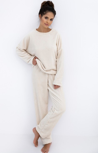 Bridget Homewear Sensis Damenpyjama – warm, weich gestrickt, ecru