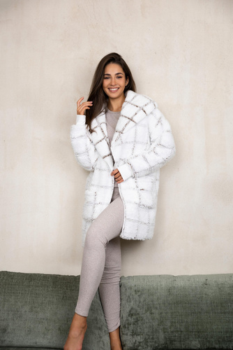 Sensis Delphine Cardigan – weiß-kariert