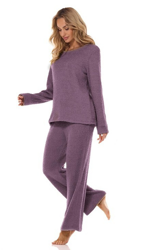 2414 Damen Homewear L&L Amethyst-Set – weiches Strick-Sweatshirt und Hose