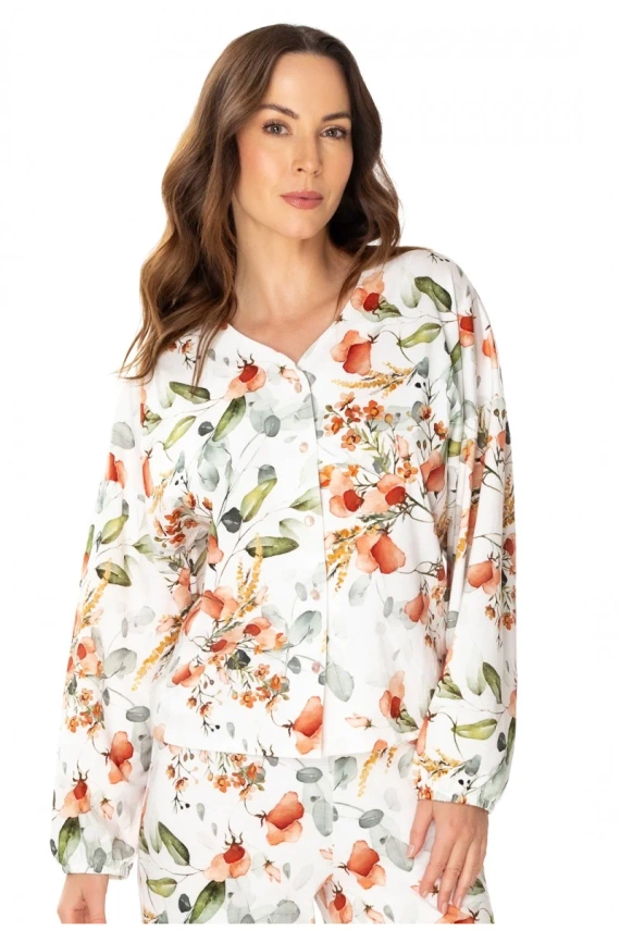 86667 Marcella Pyjama-Bluse Möwen-Print mit Blumen