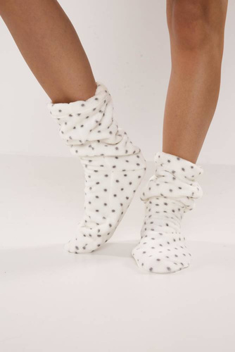 553/554 Wellsoft Smooth Schlafsocken De Lafense - ecru klein gepunktet