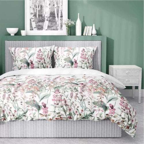 5485 A Detexpol Satin Stories Satinbettwäsche weiß-rosa | 100 % Baumwolle, Satinbindung, Reißverschluss, Geschenkverpackung