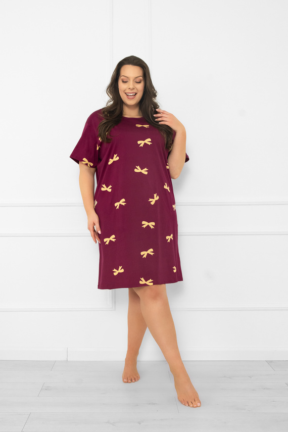 Kwadro Damen Nachthemd Italian Fashion - Baumwolle, kurzarm, mit Schleifen