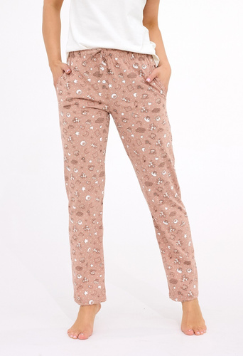 690/46 Cornette Damen-Pyjamahose, Beige – Baumwolle, Taschen, Komfort und Stil