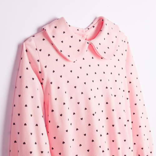 Mädchenbluse Nicol Tosia 225138 Baumwolle Rosa mit Herzchen und Bommel