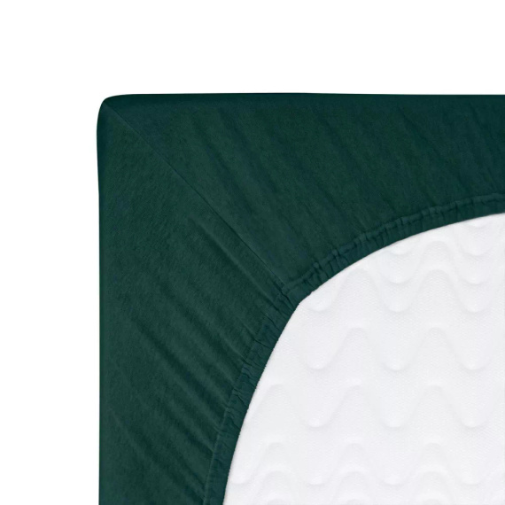 Constance Jersey-Spannbettlaken KARO – Flaschengrün 036