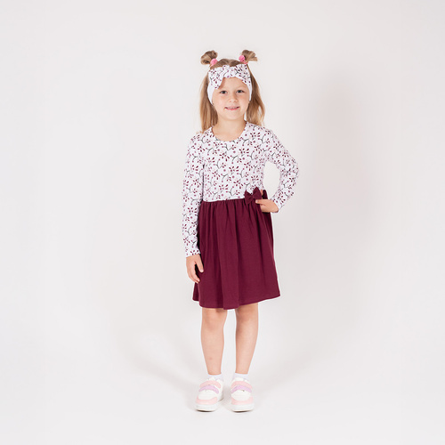 217166 Alisa Nicol Kleid – Baumwolle, lange Ärmel, Pflanzenmuster, Schleife
