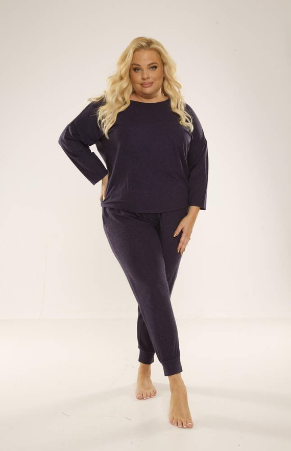 347 Paula Plus Size Damen Schlafanzug De Lafense - navy blau