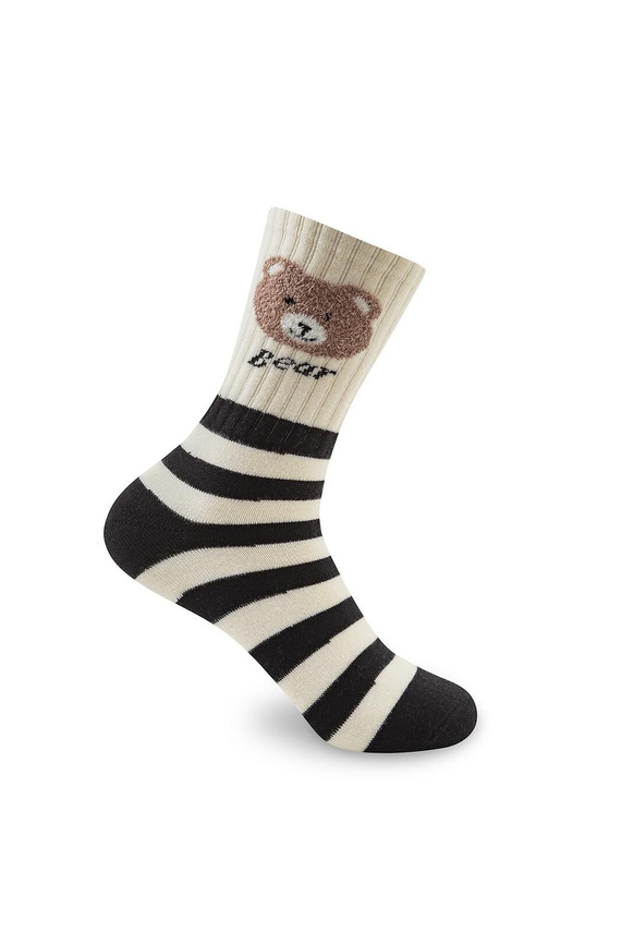 Be Snazzy SK-136 Damen-Socken Winterweich Druckfrei Schwarz-ecru 3