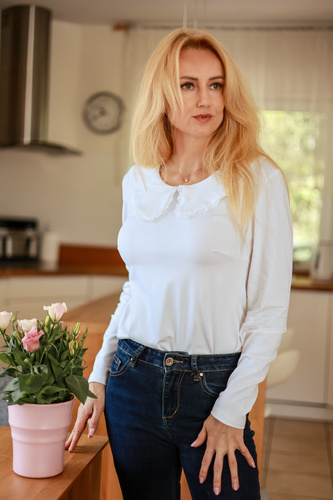 Mirale Amelia Damenbluse aus Viskose mit Spitzenkragen Elegant - ecru