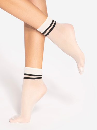 Spring Vibes wz.03 Damensocken 15 den Gatta - weiß-schwarz