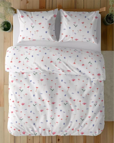 5486 B Detexpol Satin Stories Satinbettwäsche weiß - rosa | 100 % Baumwolle, Satinbindung, Reißverschluss, Geschenkverpackung