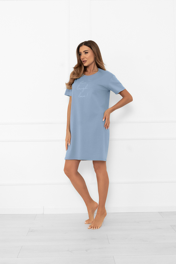 Damen Nachthemd Ksara - kurze Ärmel, Baumwolle Italian Fashion - steel