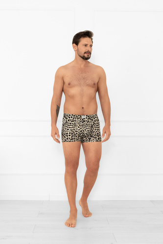 Congo Herren Boxershorts Italian Fashion - Viskose, Leopardendruck, tailliert