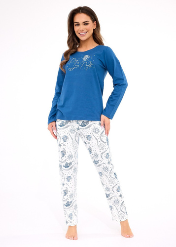 Damenpyjama 655/442 Day&Night – Baumwolle, lange Ärmel, bequem und stilvoll, blau