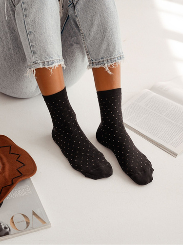 0200-170 Stripe Dots Milena Damensocken – Eleganz und Komfort – Schwarz