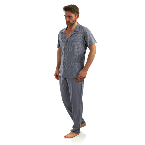 Sesto Senso Herren-Pyjama mit Reißverschluss und kurzen Ärmeln – Graphitanker