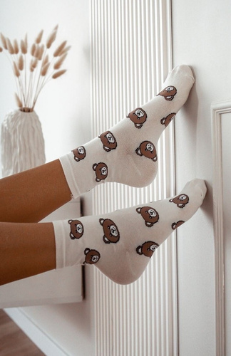 0200-009 Teddy Bears Heads Damensocken Milena weiß