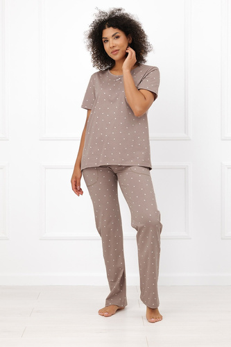 Damen-Pyjama Italian Fashion Madura aus Baumwolle, Kurzarm, Lange Hose