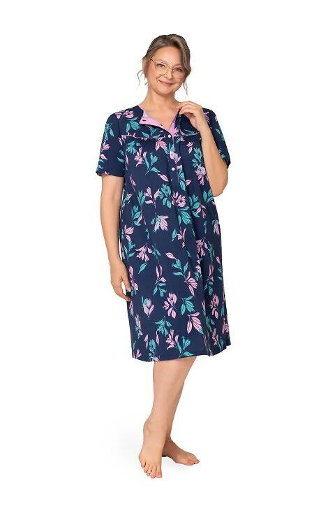 203 Bogna I Martel Nachthemd mit Reißverschluss – Marineblau-Rosa 27