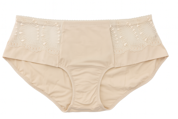 Exklusives Anabel-Höschen aus Mikrofaser und Stickerei – polnische Produktion, Luxus und Komfort – Beige