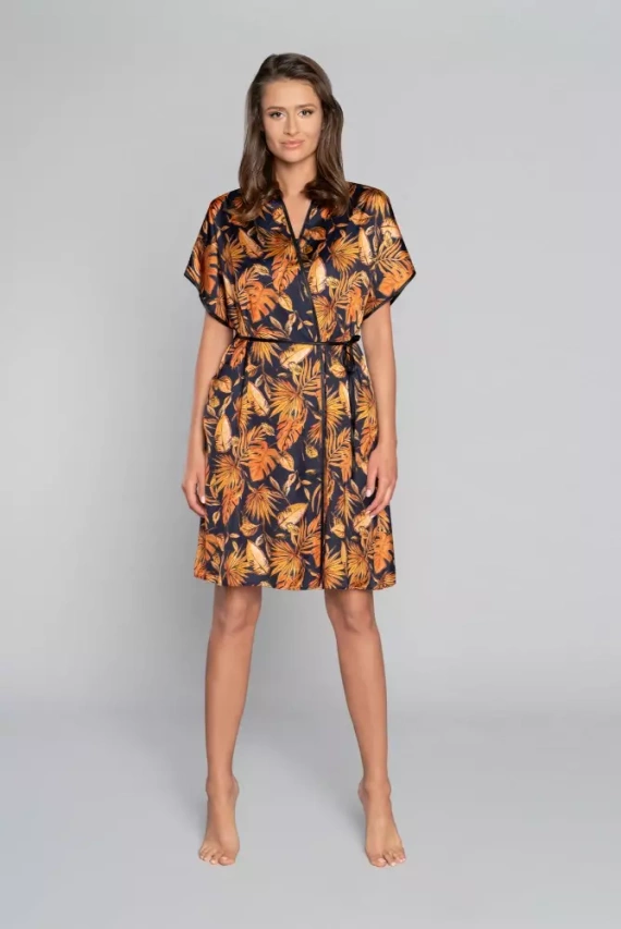 Monstera Damen Bademantel Italian Fashion- Druck