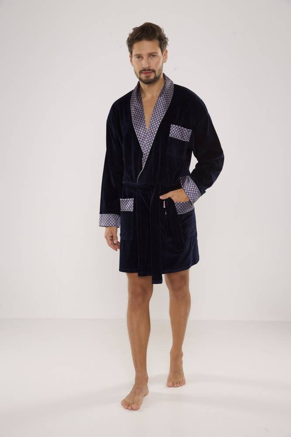 772 Bonjour Herren-Forex-Bademantel - navy blau