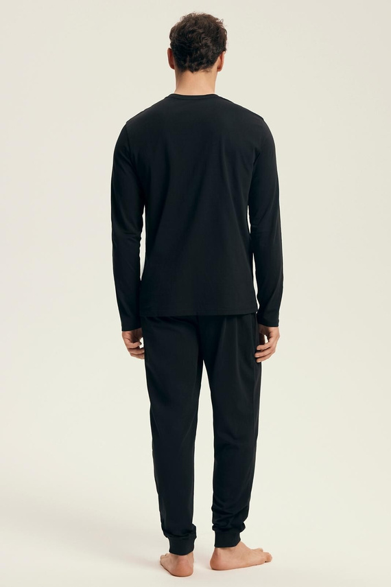Henderson Core 43469 Loger Herrenpyjama, Schwarz – Baumwolle, lange Ärmel, elegante Verpackung