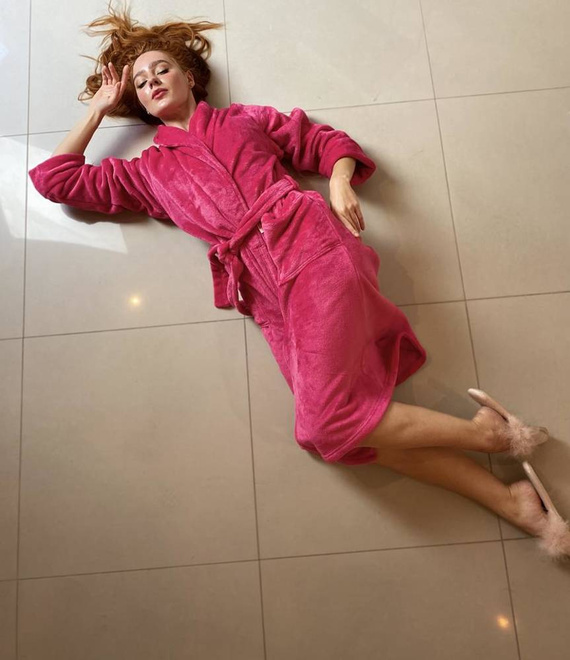 628 Abigail Long Forex Damen Bademantel - Himbeere