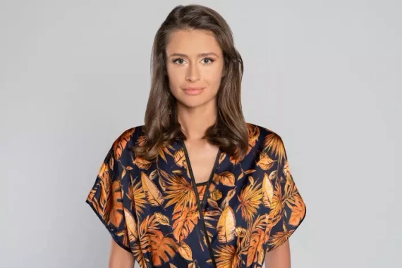 Monstera Damen Bademantel Italian Fashion- Druck