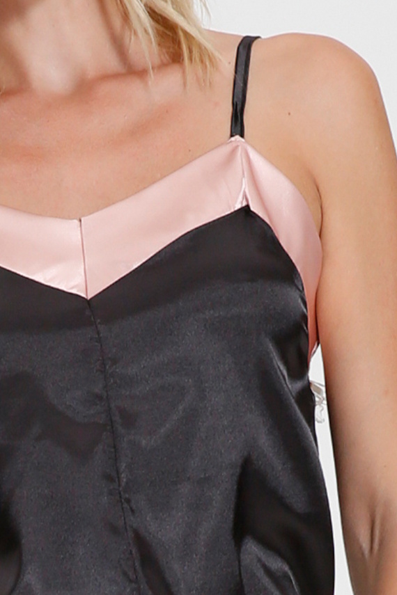 D492 Exes kurzer Satin-Pyjama für Damen – Oberteil und Shorts