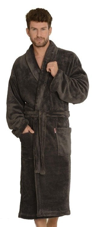 811 De Lafense Herren Plüsch-Bademantel - grau