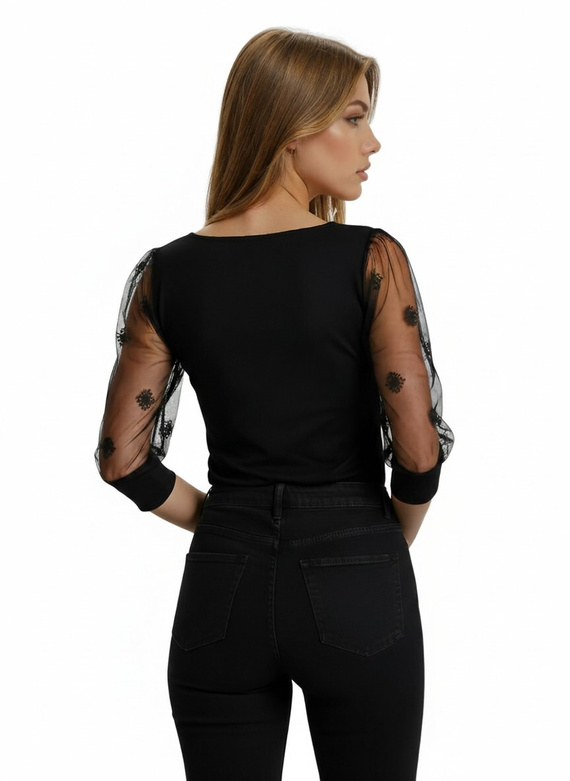 Elegante Damenbluse Teria 3/4 Eldar | Schöner Stickerei-Tüll, weiche Viskose | Perfekt für jeden Anlass