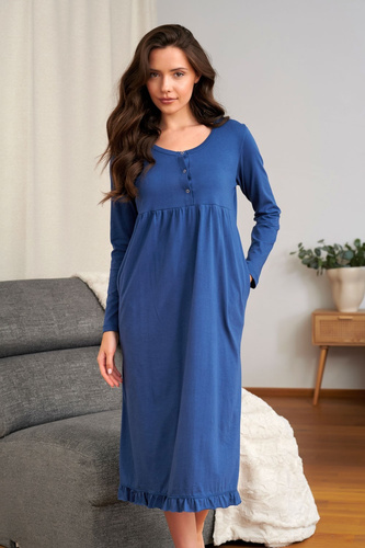Nachthemd Doctor Nap 7318 100% Baumwolle Still- und Umstandsmodell - Indigo