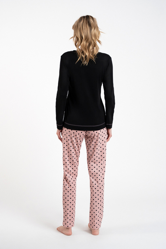 Bonilla Damen Schlafanzug langarm, lange Hose Italian Fashion schwarz/print 