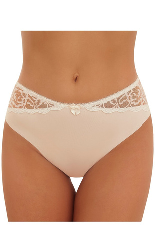Damen-Slip Inga Emili beige Mikrofaser Laser Cut mit besticktem Netz