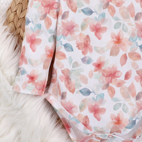 ABN-5415 Bunte Blumen Bio-Baumwoll-Body mit Nini-Print