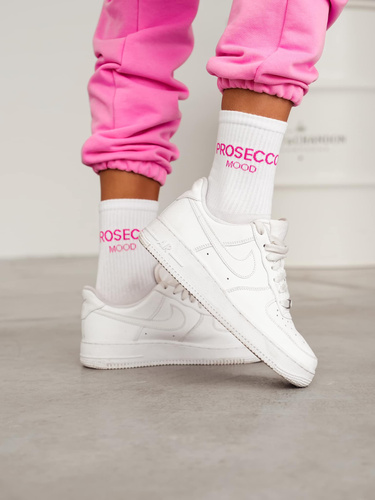 0200-159 Prosecco Milena Damensocken – weiß mit rosa Aufschrift